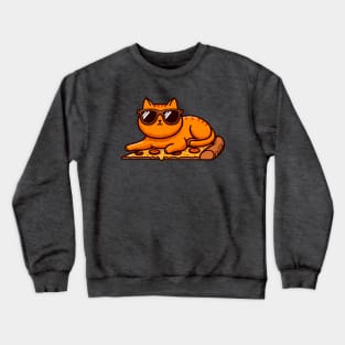 Relaxed Cat on the Pizza Crewneck Sweatshirt